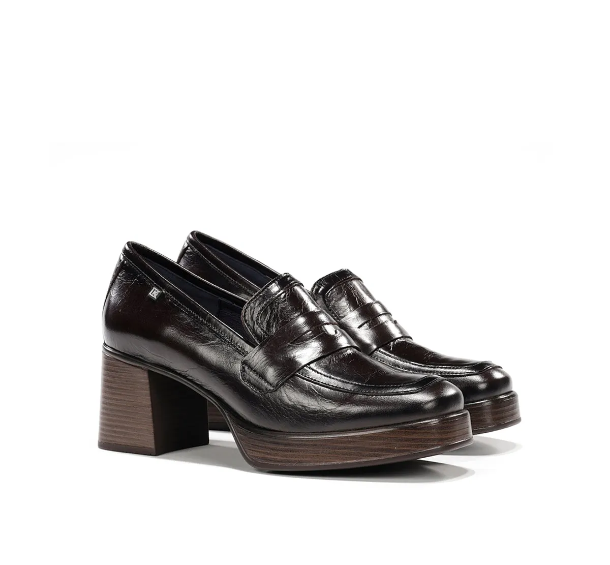 Fluchos Cristel D9334 mocassini donna marroni platform