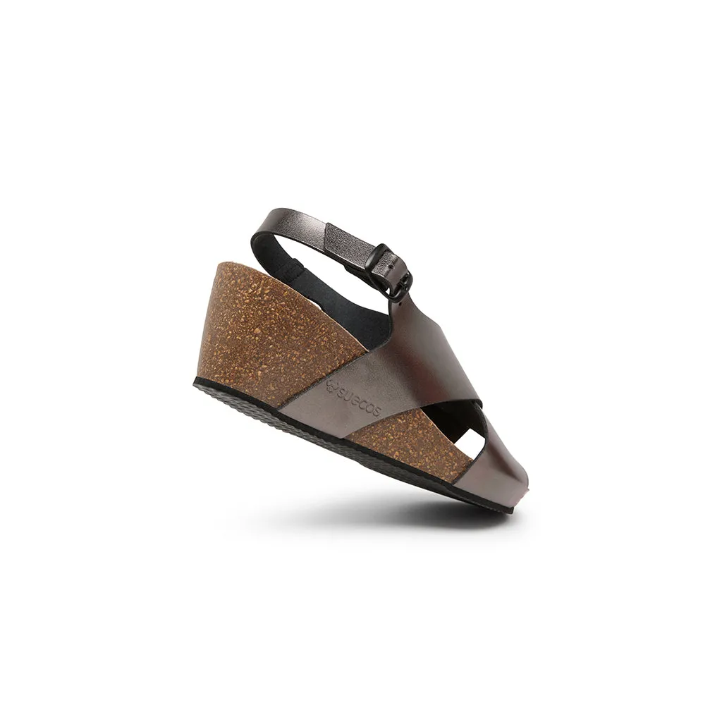 Suecos Ros Soft sandali grigio metallizzato zeppa