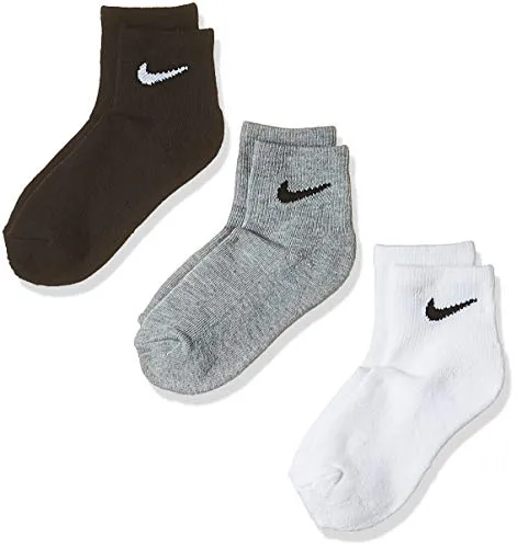Nike Basic Ankle Calze Bambino 3 Paia Bianche-Grigie