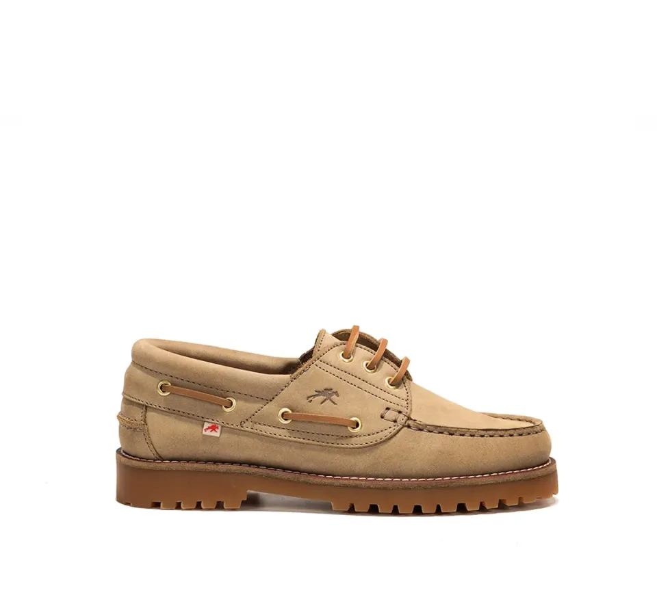 Fluchos Scott F0053 scarpe da barca donna taupe suola gomma