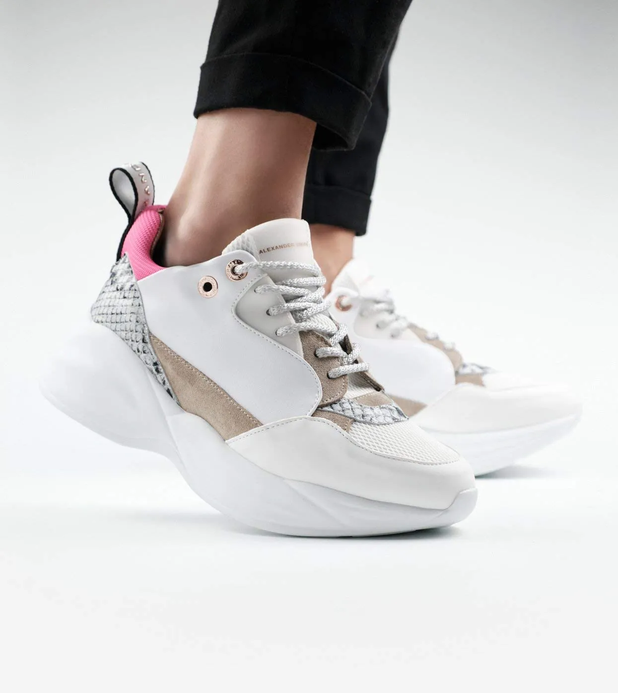 Alexander Smith London Eye sneakers donna white fluo pink plateau