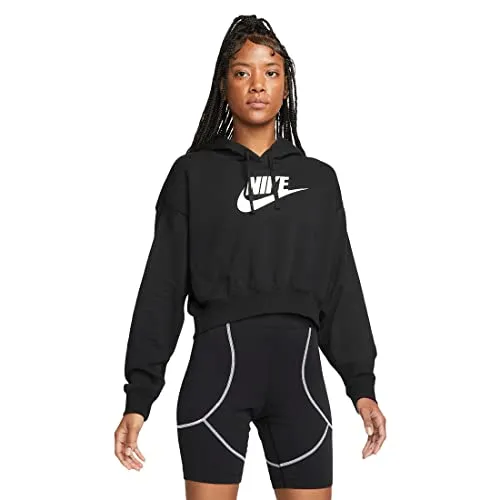 Nike NSW Club Fleece GX Crop felpa donna L nera cappuccio