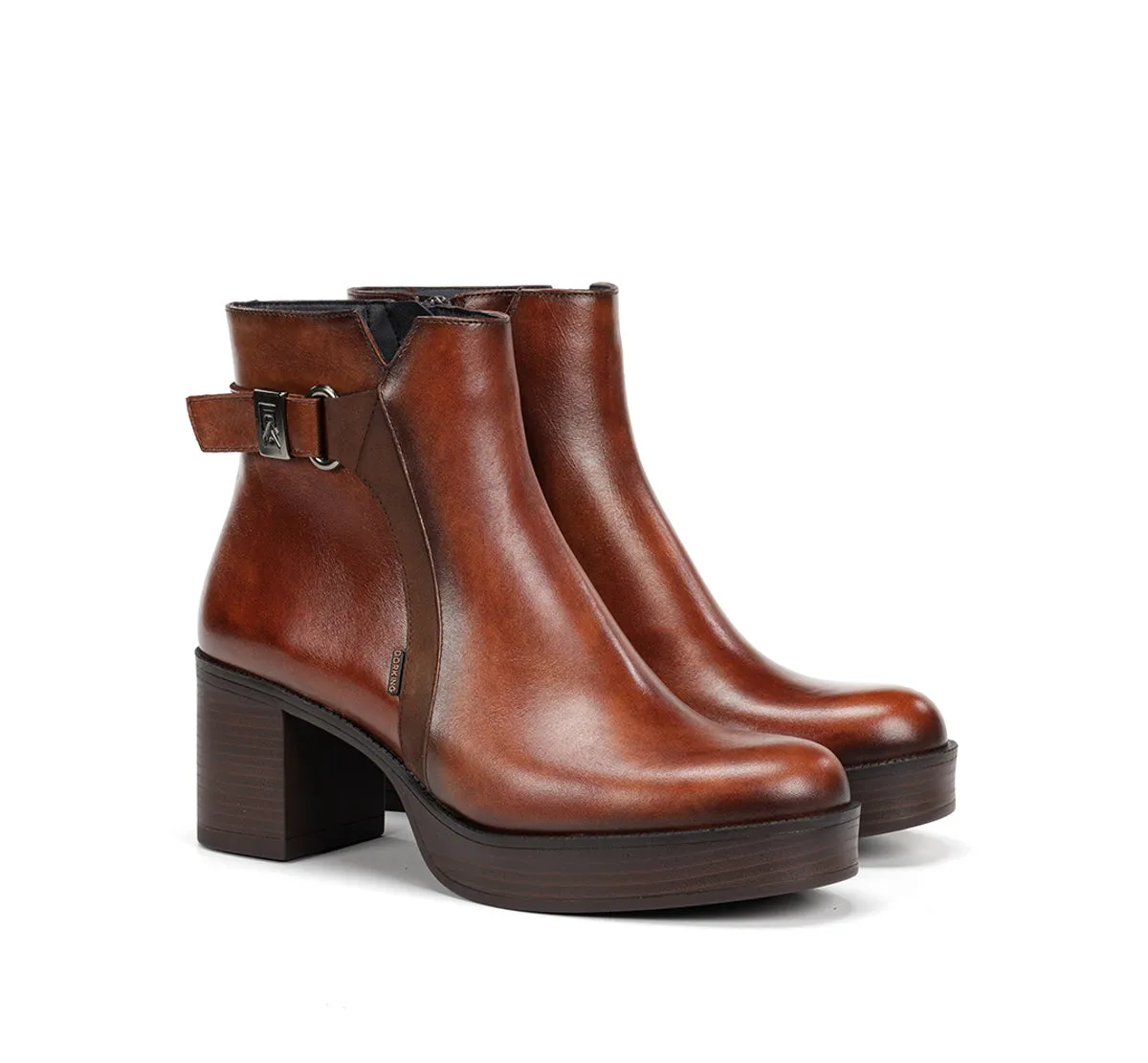 Dorking Bowy D9589 stivaletti donna marroni tacco stabile