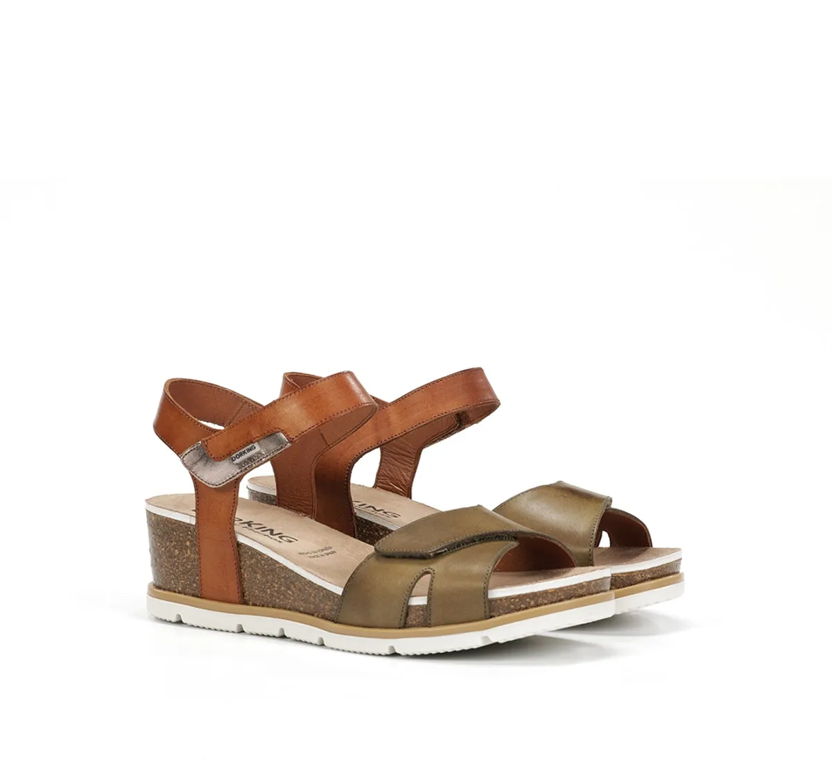Dorking Gold D9512 sandali donna verdi zeppa comoda