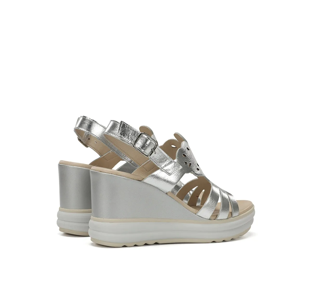 Fluchos Diane D9697 sandali donna argento zeppa alta