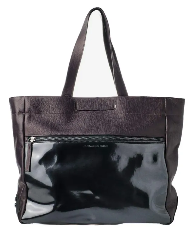 Alexander Smith borsa pelle bottalata e vernice 37 cm made in Italy