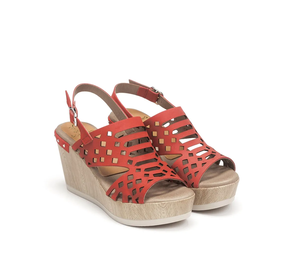 Fluchos Salma D7756 Sandali Zeppa Donna Rossi Tacco 8 cm