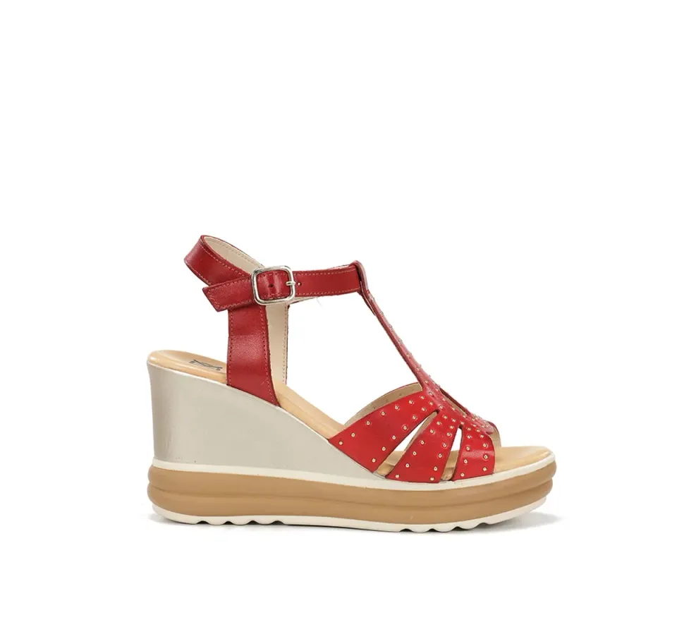 Fluchos Diane D9701 sandalo donna rosso con zeppa