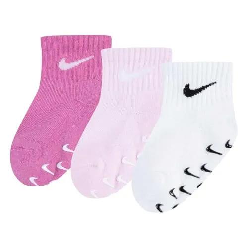 Nike 3pk Gripper Qtr calzini bambini rosa 3 paia cotone