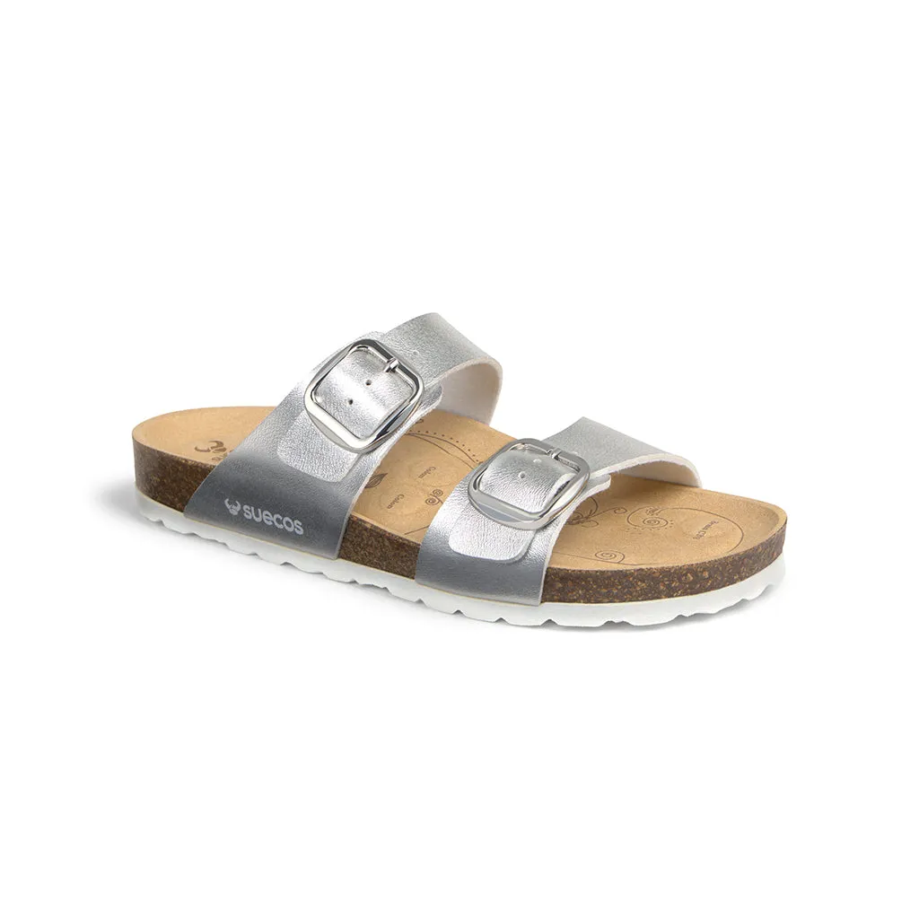 Suecos Vind sandali argento piani