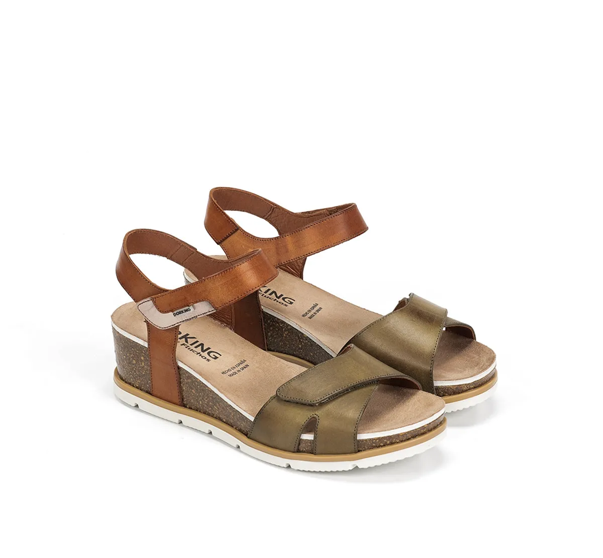 Dorking Gold D9512 sandali donna verdi zeppa comoda