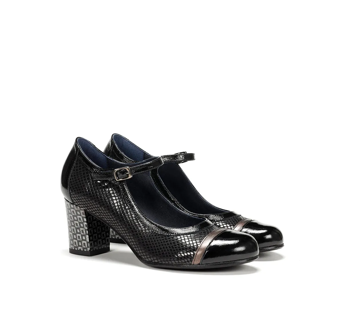 Fluchos RODIN D8669 scarpe tacco donna nere fibbia