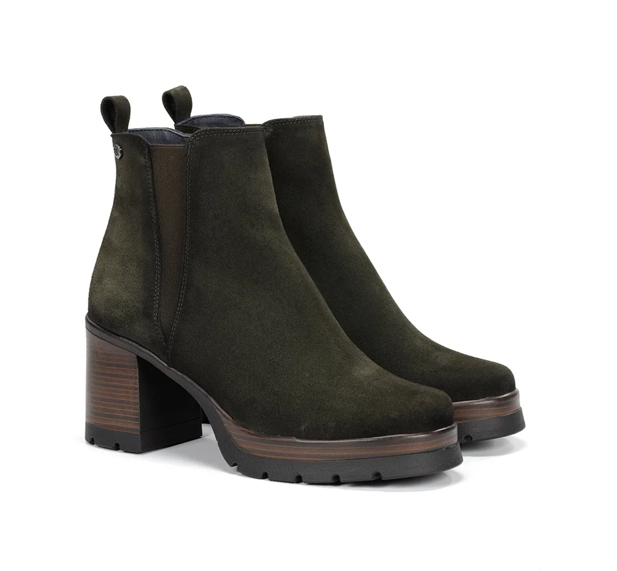 Fluchos Safe D9414 stivaletti donna verde tacco legno