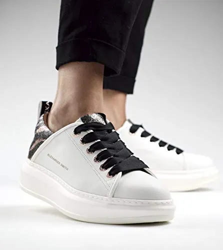 Alexander Smith Wembley White Rose sneakers donna plateau pelle