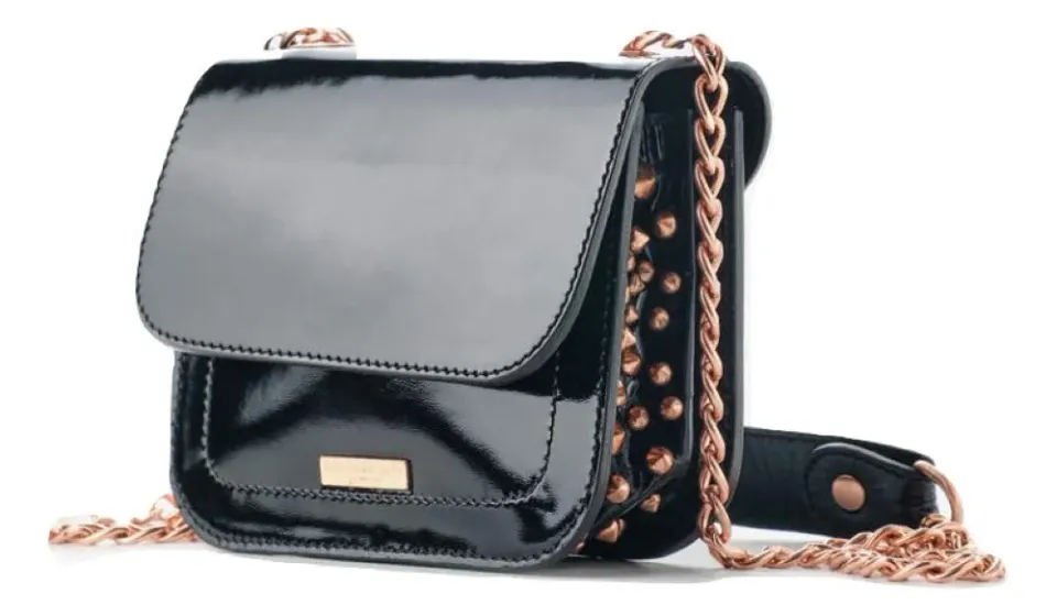 Alexander Smith mini borsa vernice borchie tracolla 13,5 cm