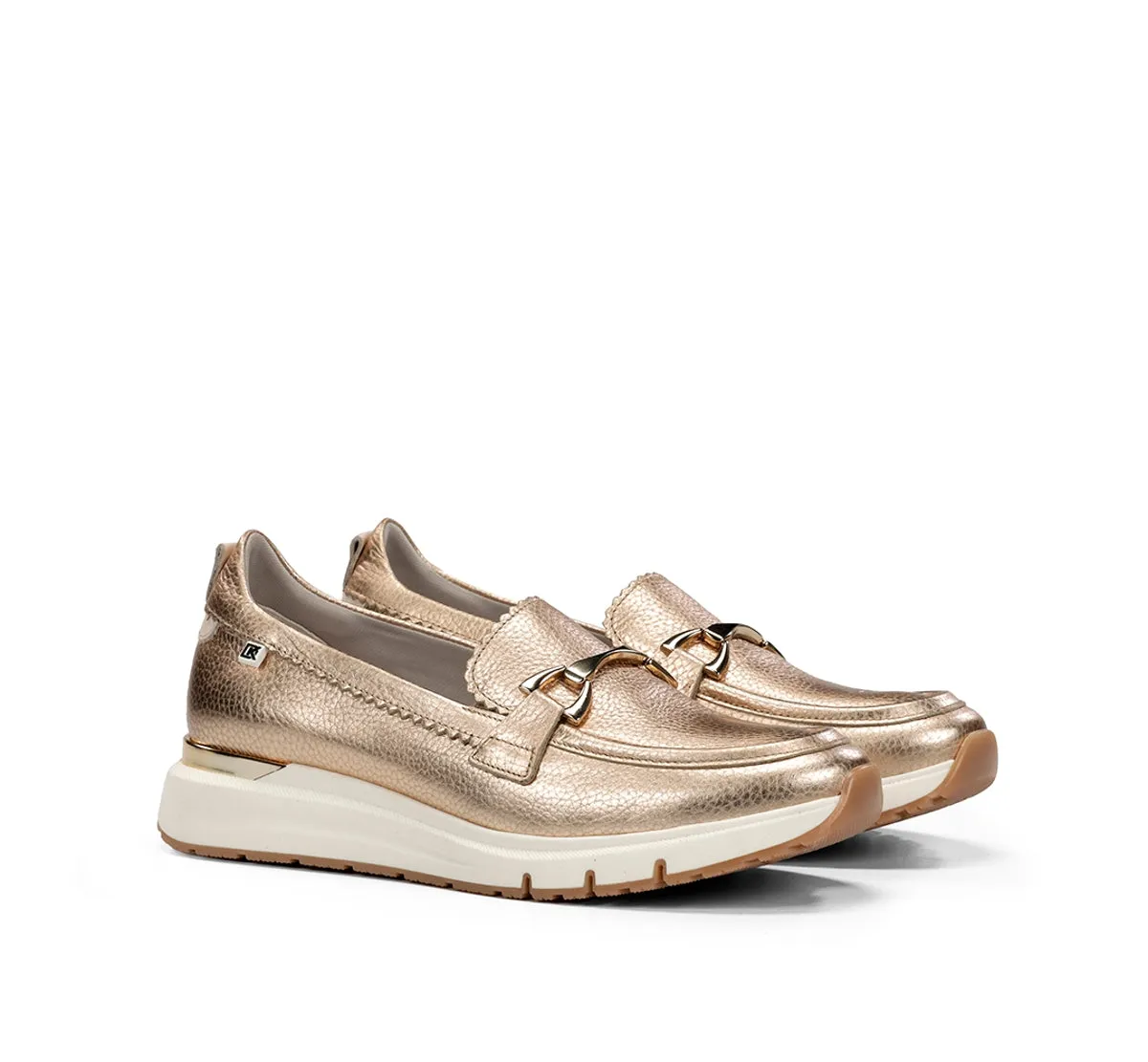 Fluchos Serena D9047 mocassini oro donna comodi