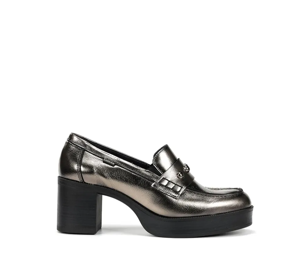 Fluchos Bowy D9586 mocassini donna argento tacco