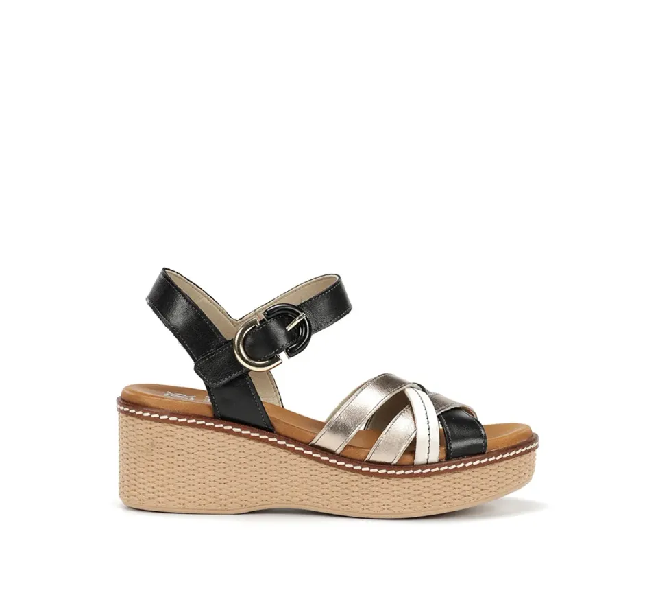 Fluchos Nido D9639 sandali donna neri zeppa