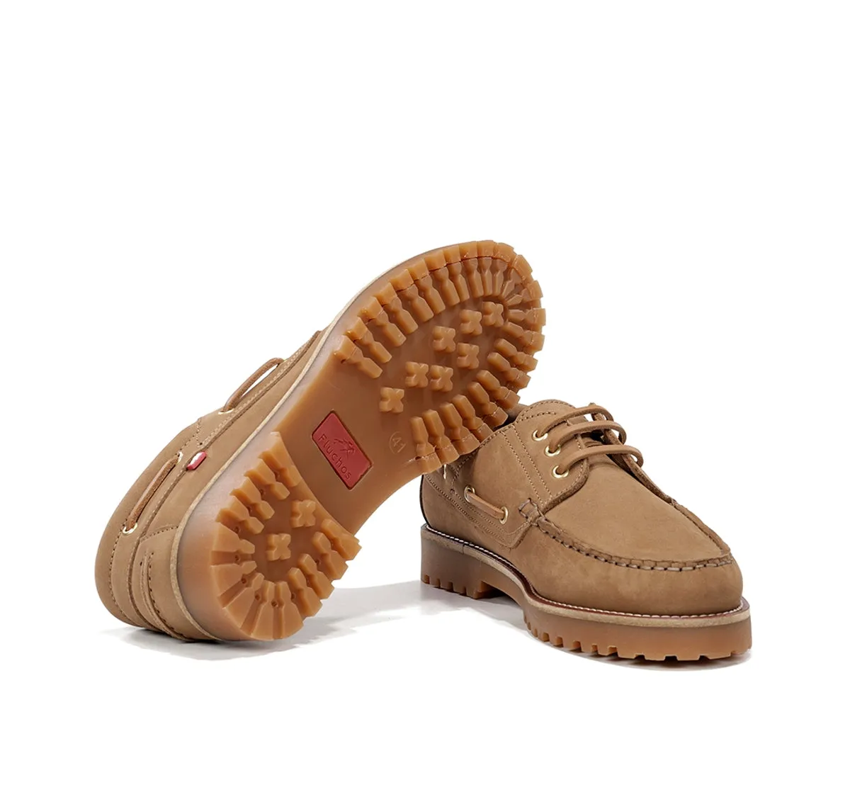 Fluchos Scott F0054 scarpe da barca uomo marroni suola gomma