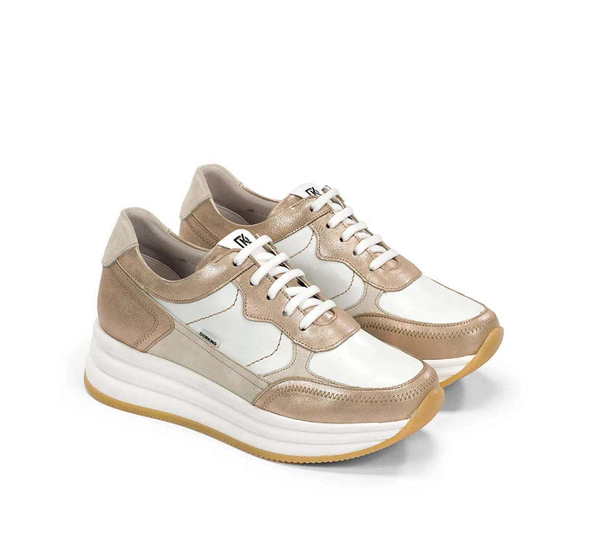 Fluchos Draz D9436 sneakers donna oro con zeppa