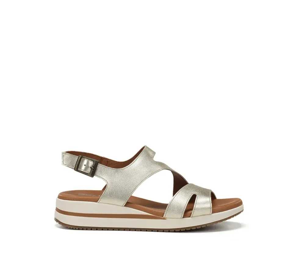 Fluchos Merlo D9688 sandali donna oro zeppa bassa