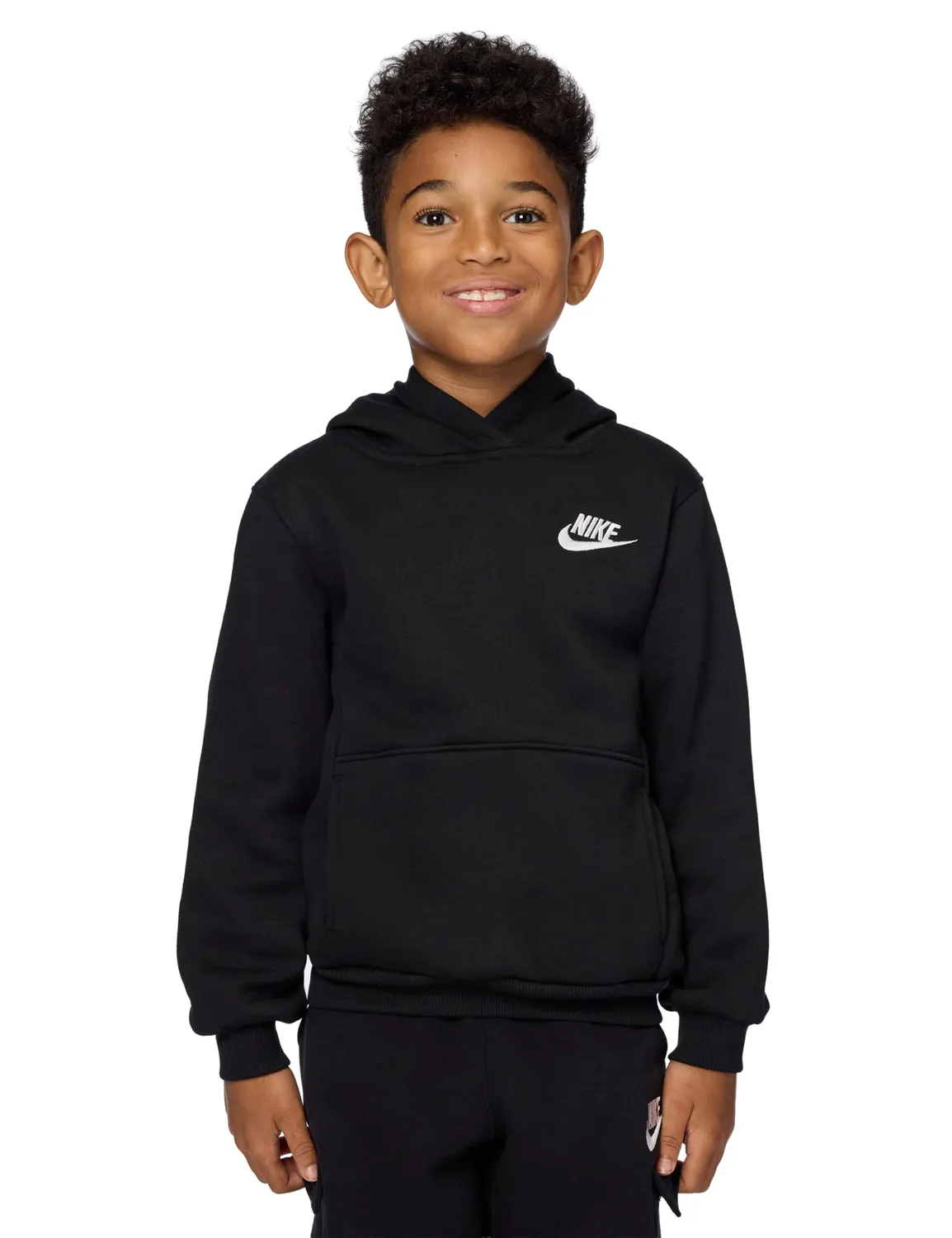 Nike Club Fleece felpa cappuccio bambino 2-3 anni nero cotone
