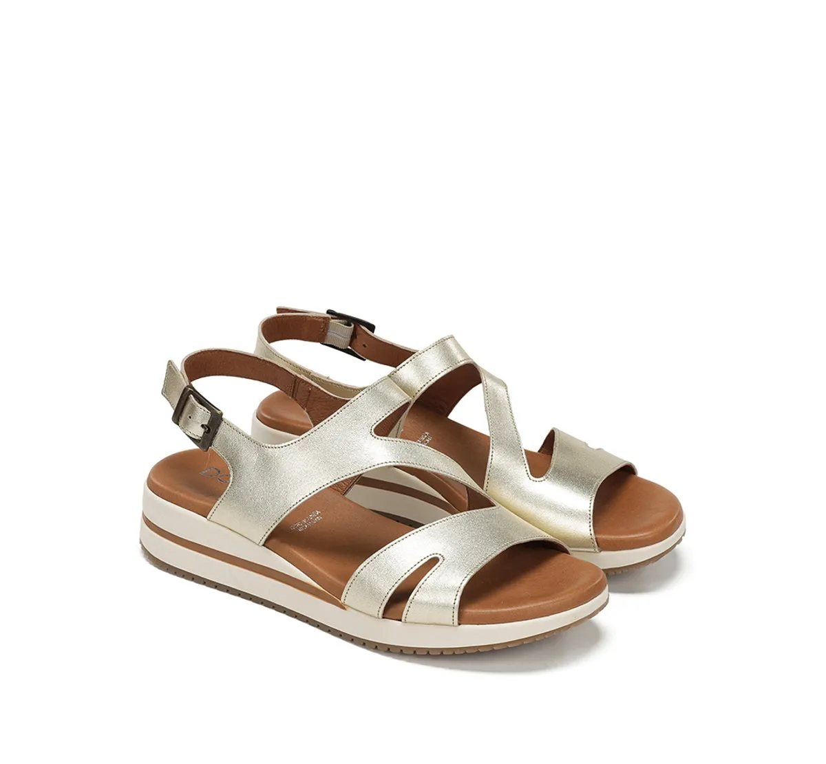 Fluchos Merlo D9688 sandali donna oro zeppa bassa