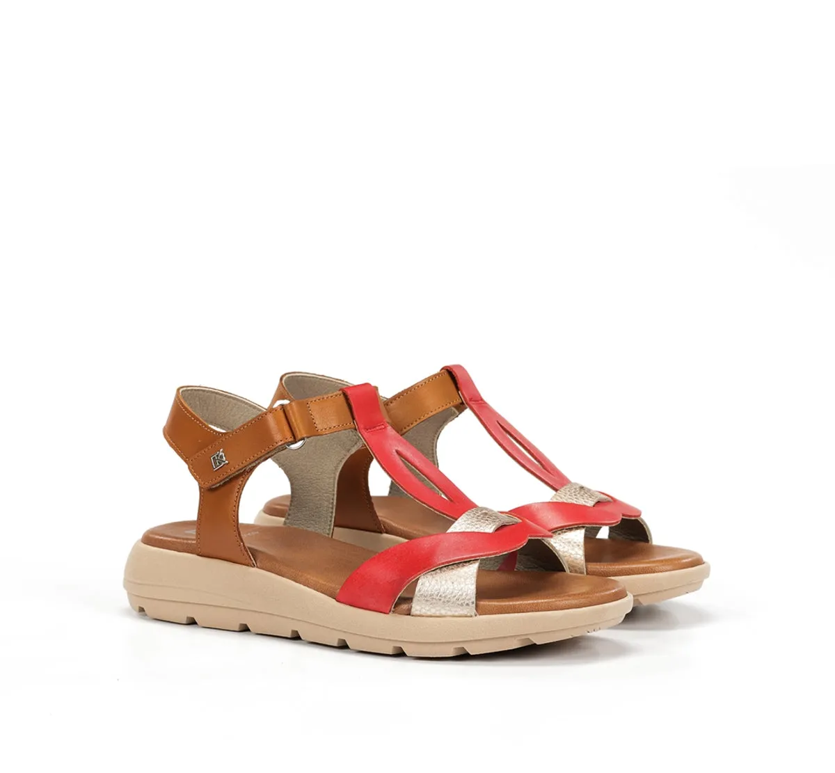 Dorking Gandia D9466 sandali donna rossi fibbia
