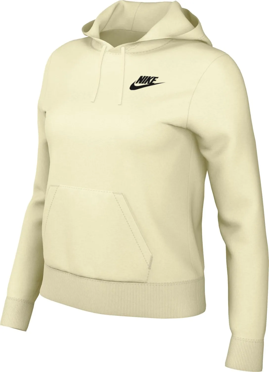 Nike Club Fleece Std Po Hdy felpa cappuccio donna Black White