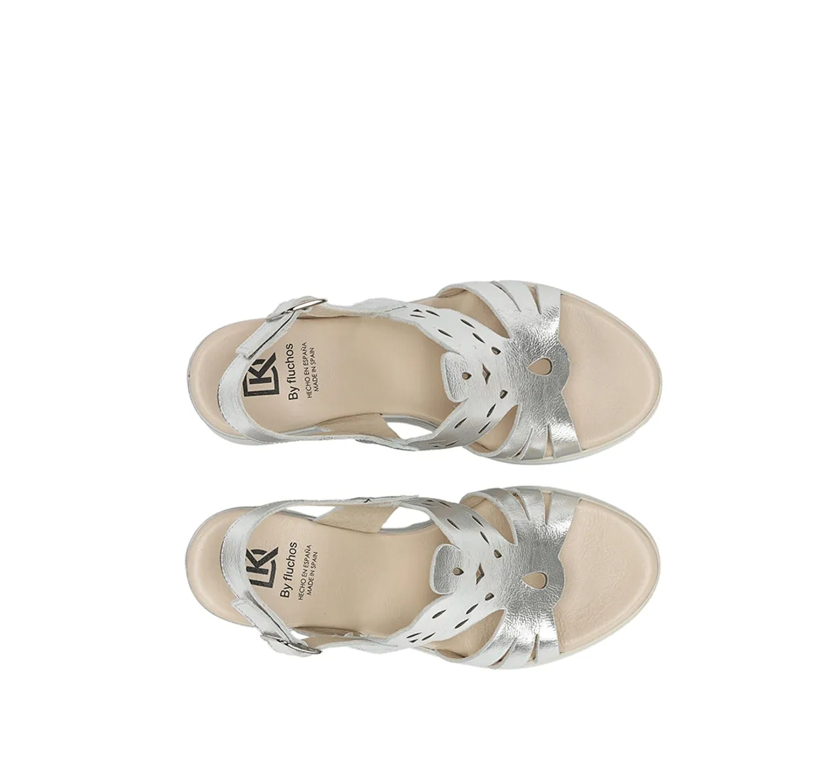 Fluchos Diane D9697 sandali donna argento zeppa alta