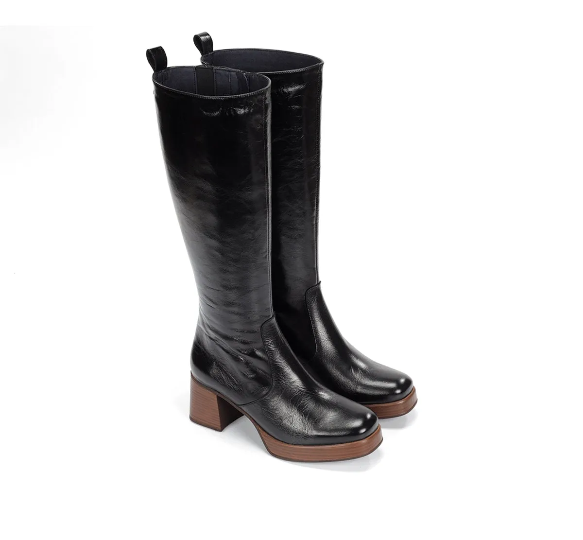 Fluchos Cristel D9339 Stivali Donna Neri Plateau
