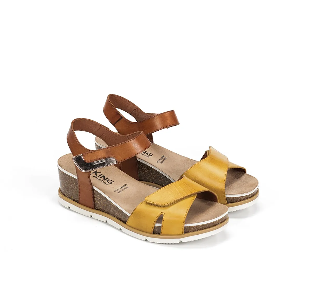 Fluchos Gold D9512 sandali zeppa donna gialli