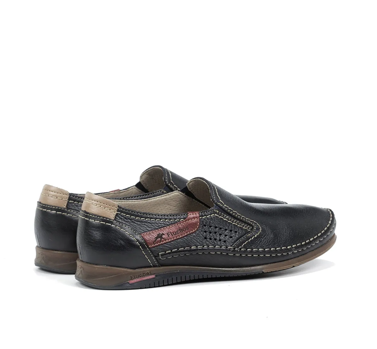 Fluchos Catamaran 8565 slip-on uomo blu pelle tessuto