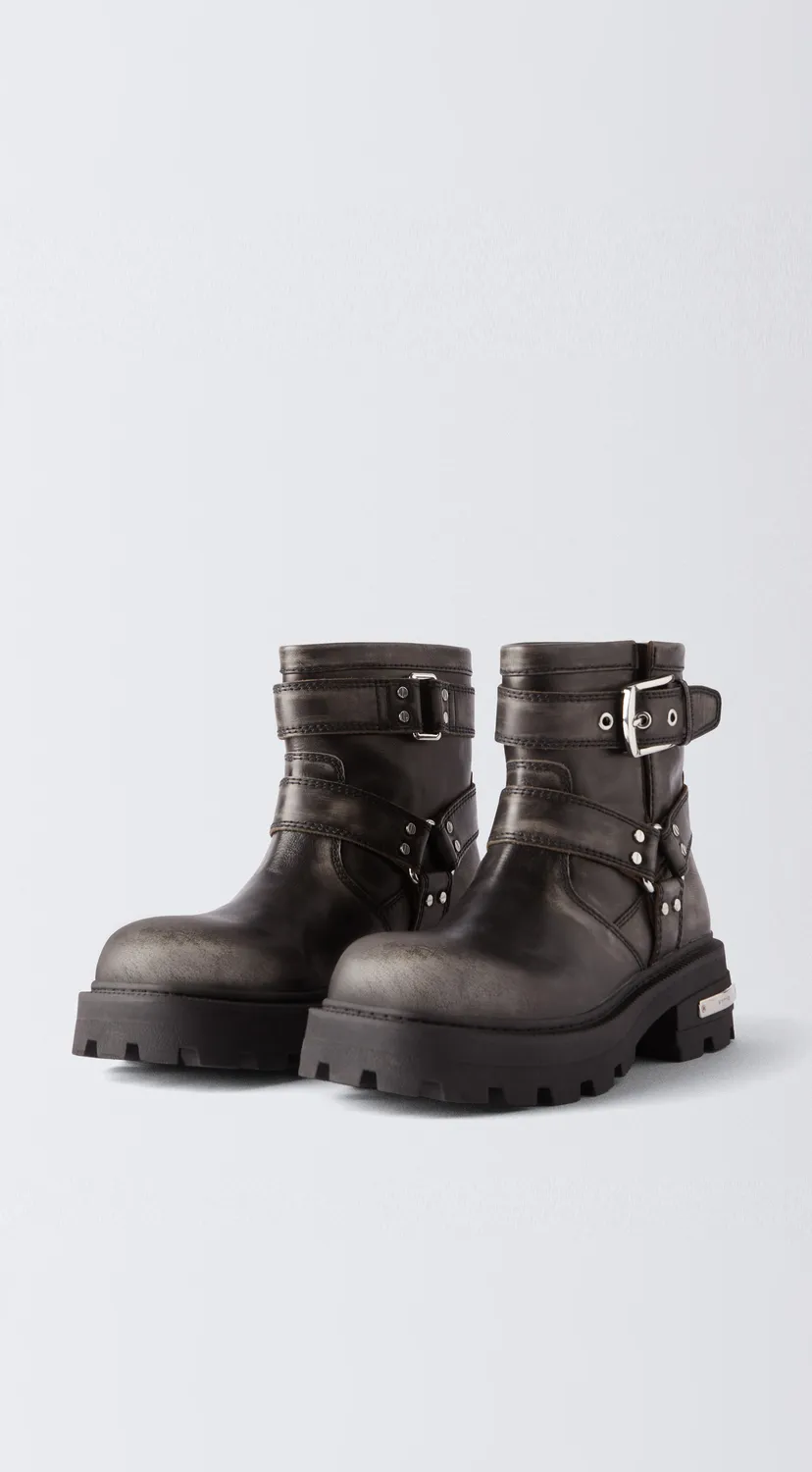 Eytys Dominique Lo stivali pelle nera effetto usato