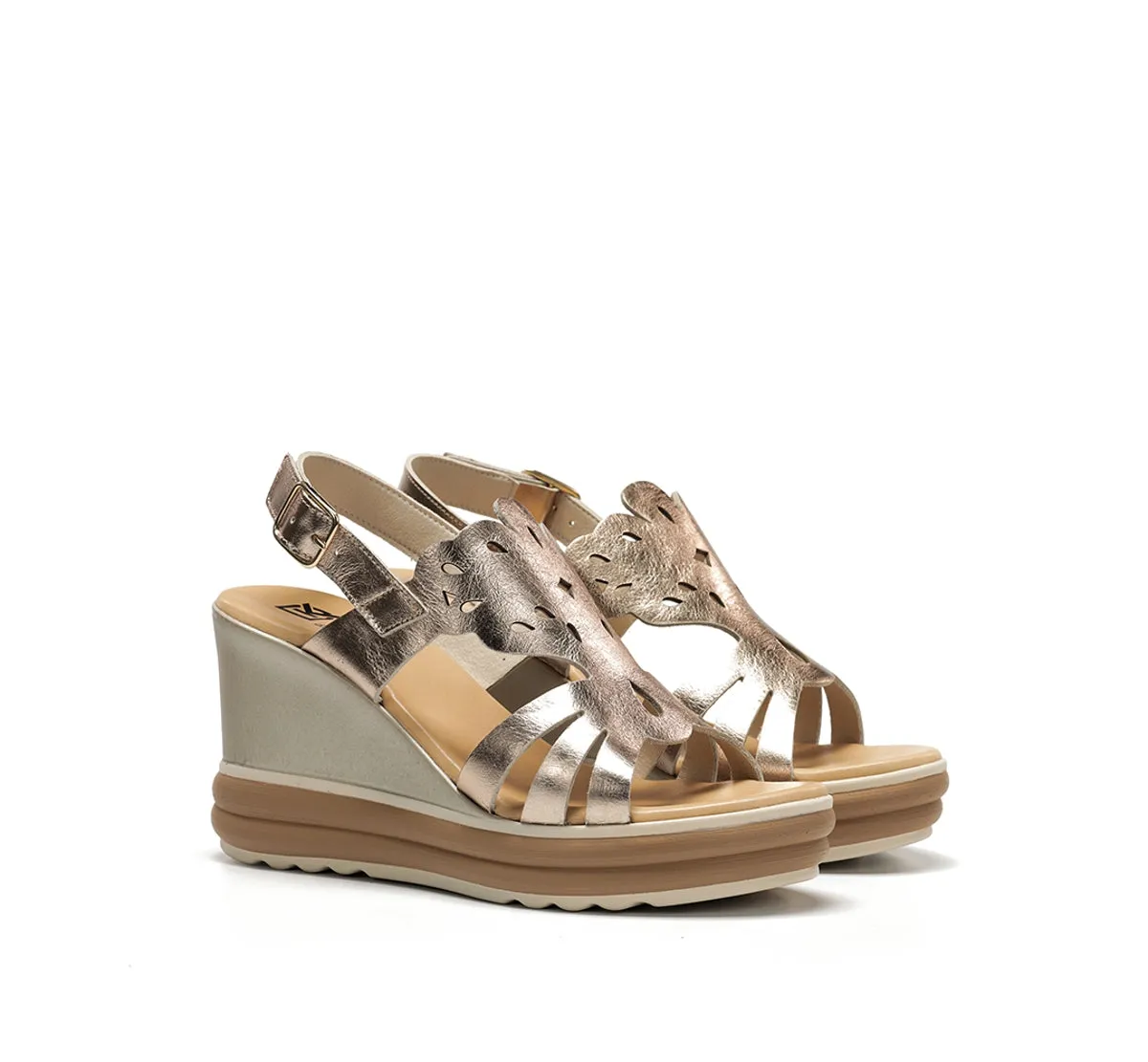 Dorking Diane D9697 sandali zeppa donna oro fibbia