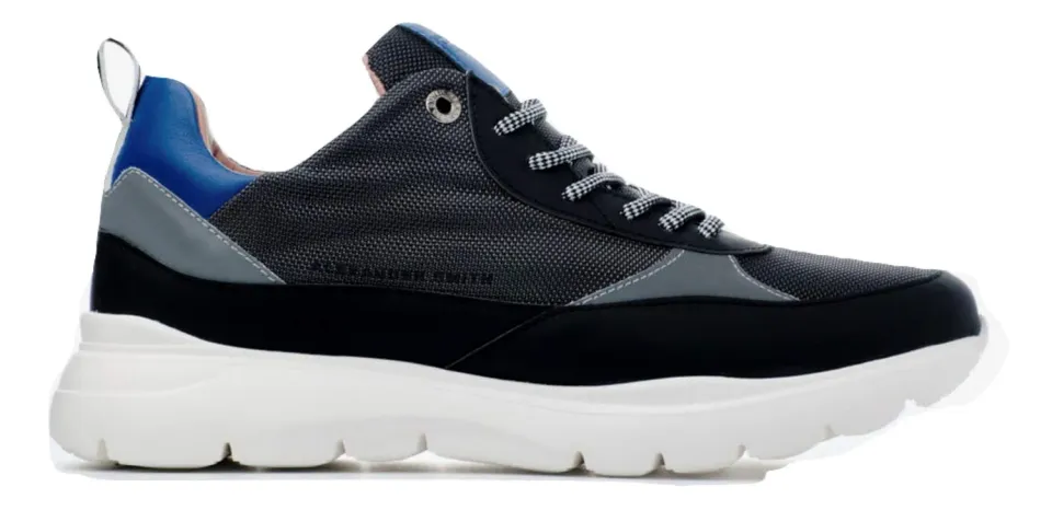 Alexander Smith London Eye Black Blue sneakers uomo pelle e rete