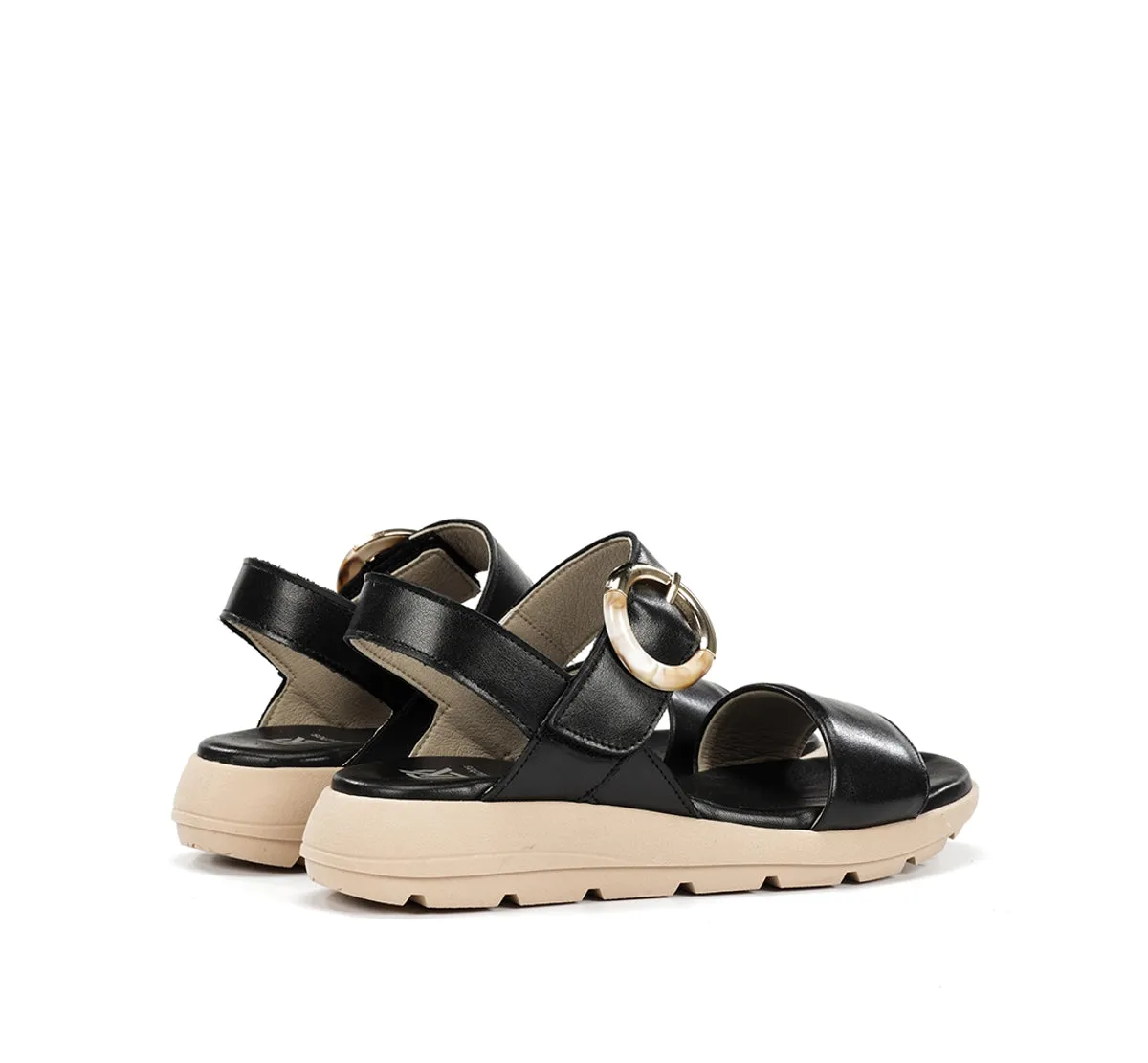 Fluchos Gandia D9468 Sandalo Donna Nero con Fibbia