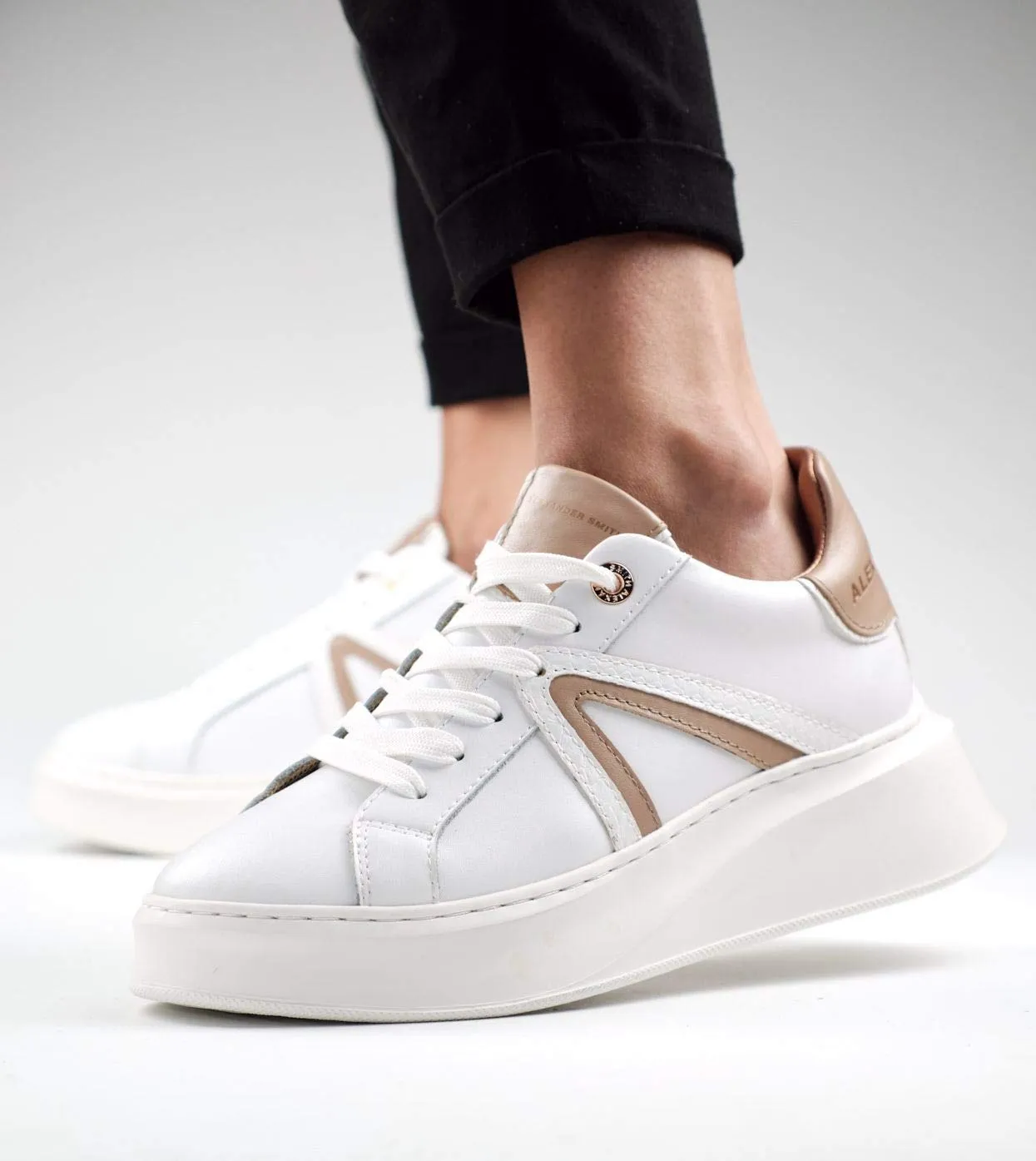 Alexander Smith Carnaby White Rose sneakers donna plateau