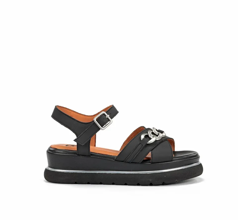 Fluchos Nika D9527 sandali donna neri fibbia