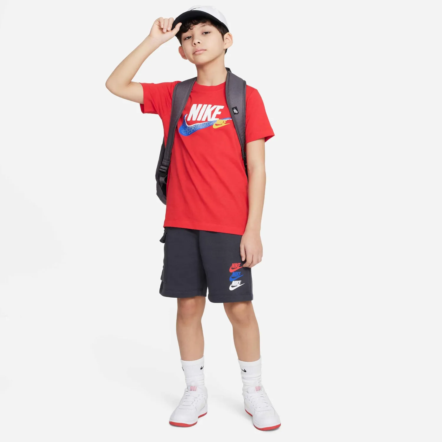 Nike Si Fleece Cargo pantaloncini bimbo 12-13 anni grigi