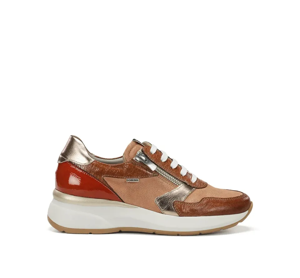 Dorking Flix D9673 sneakers donna marroni zeppa