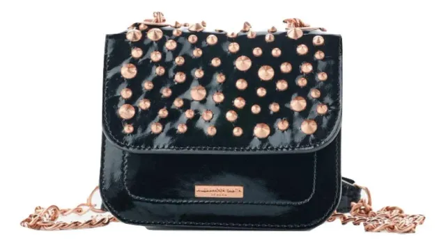 Alexander Smith borsa vernice borchie mini tracolla made in Italy