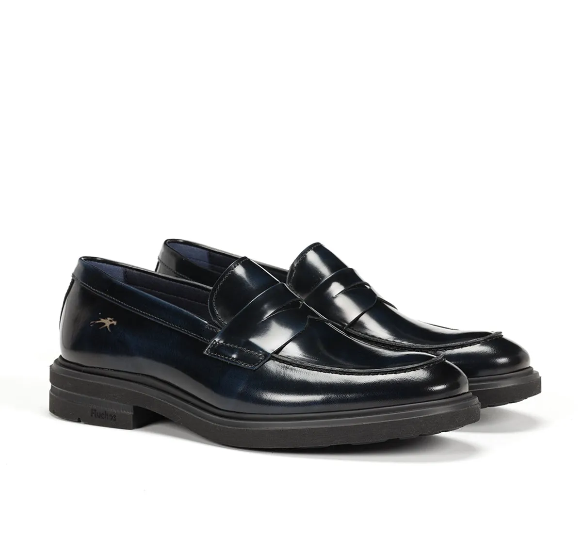 Fluchos Belgas F0633 mocassini uomo blu pelle