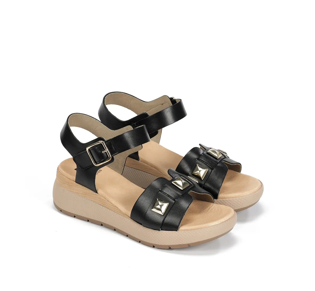 Fluchos Ever D9497 sandali donna neri fibbia