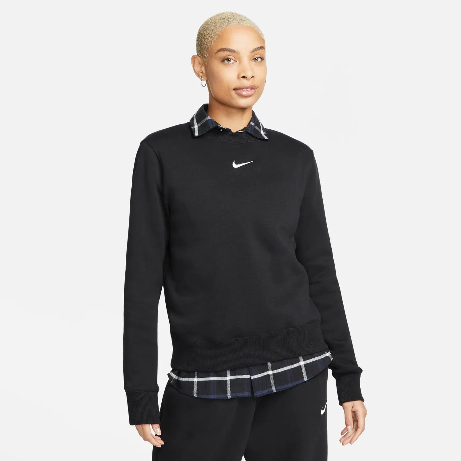 Nike Phoenix Fleece felpa donna XS nera girocollo