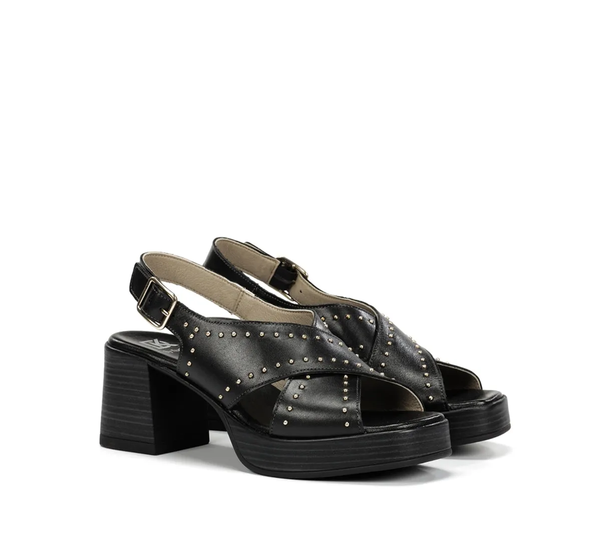 Fluchos Diamond D9333 sandali donna neri tacco largo