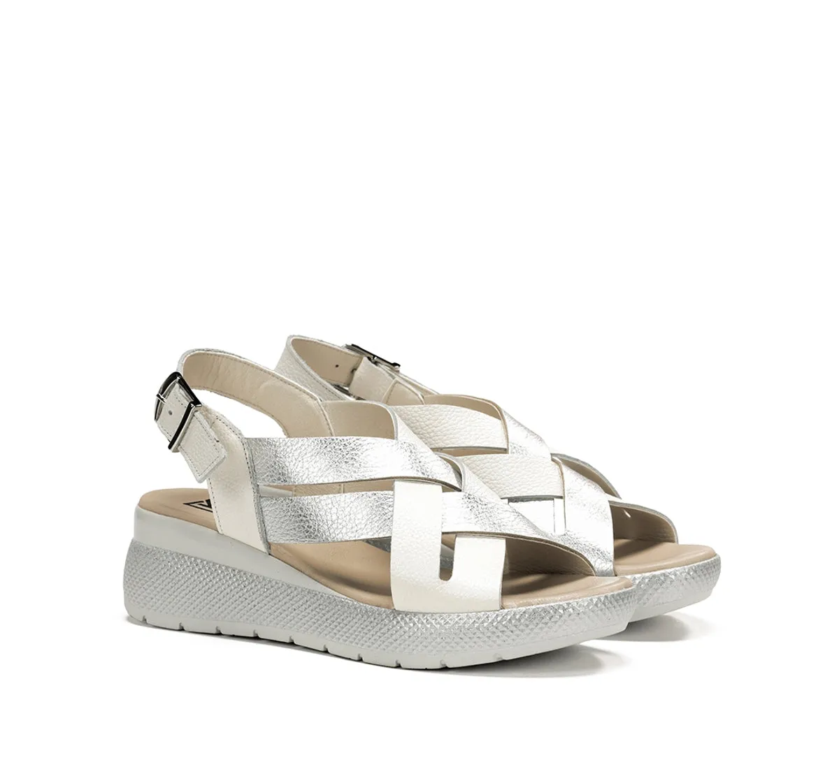 Fluchos Ever D9316 sandali donna argento con fibbia