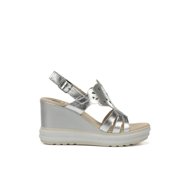 Fluchos Diane D9697 sandali donna argento zeppa alta