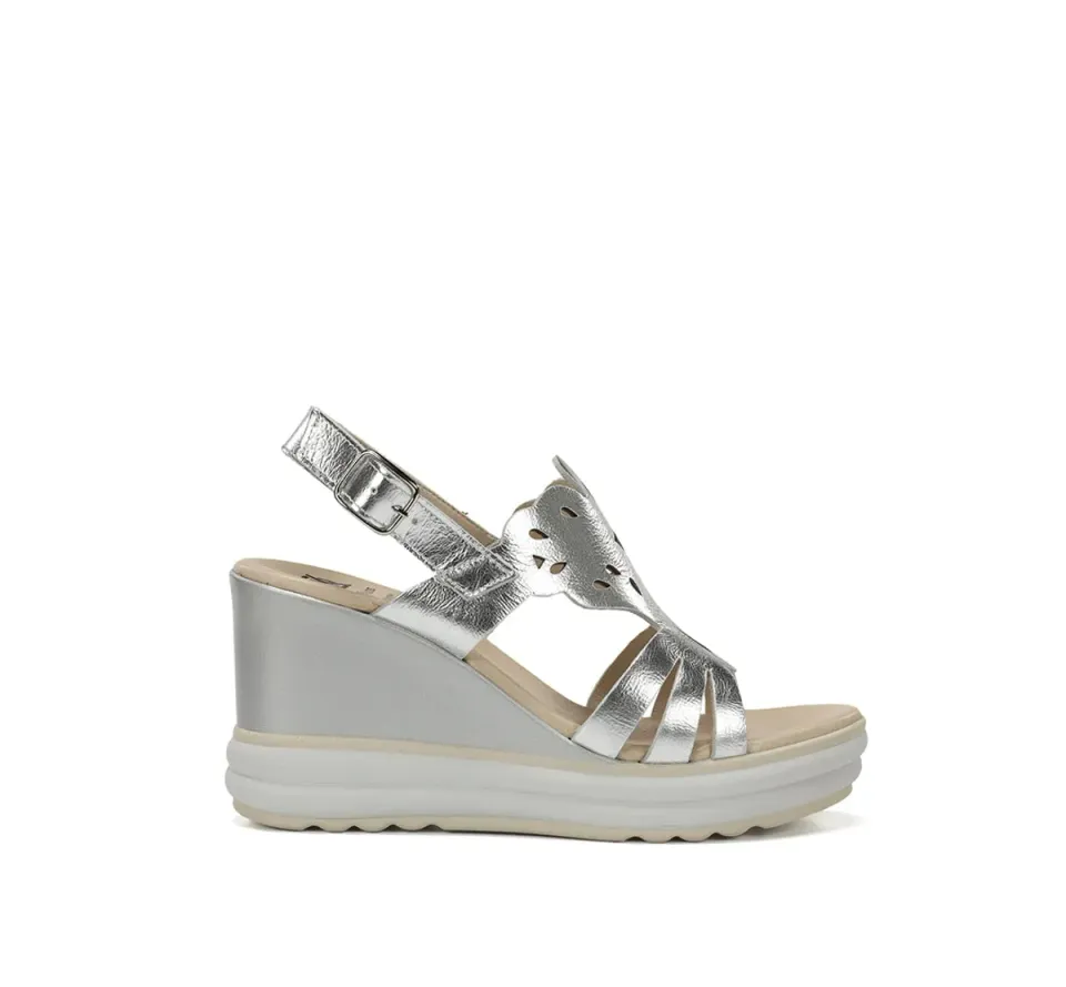 Fluchos Diane D9697 sandali donna argento zeppa alta