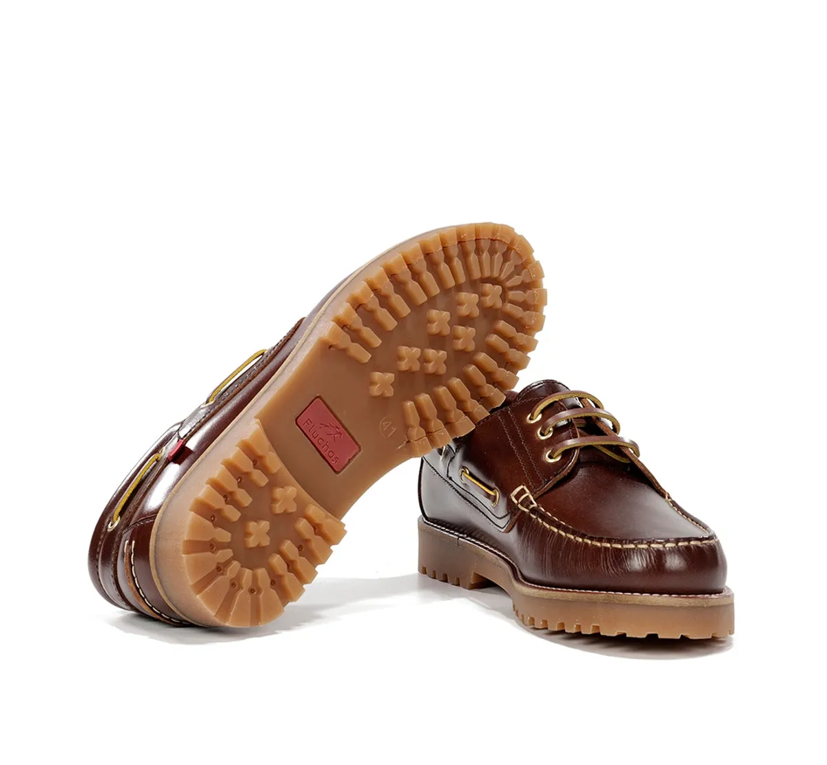 Fluchos Scott F0054 scarpe barca uomo marroni gomma